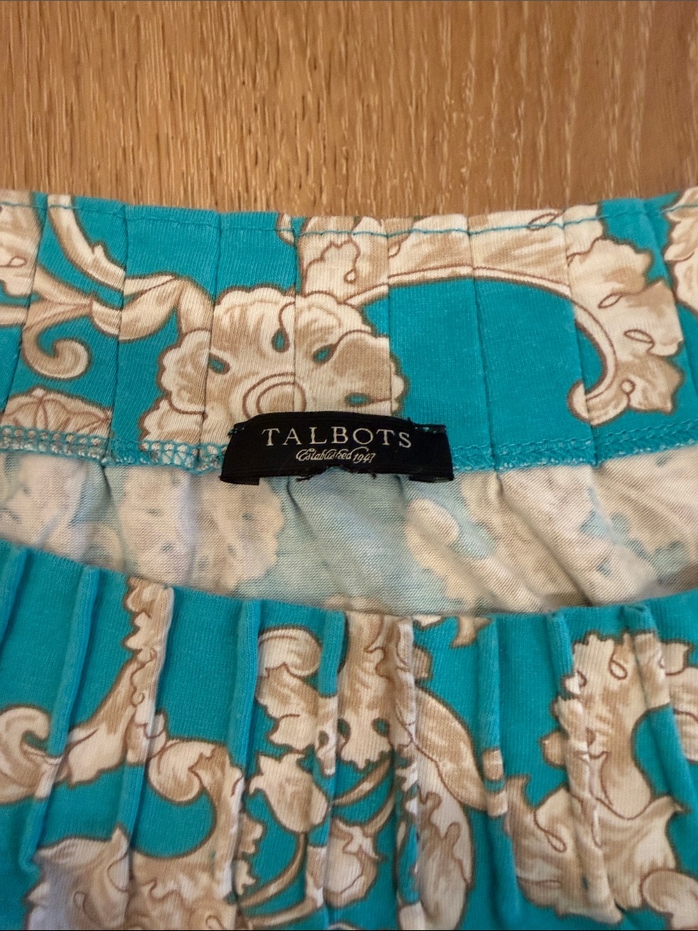 Talbots Women’s Teal Floral Scroll Print Blouse - Picture 2 of 5